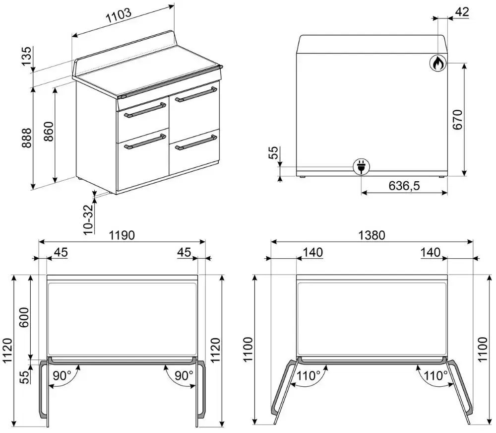 Варочный центр Smeg TR4110X-1